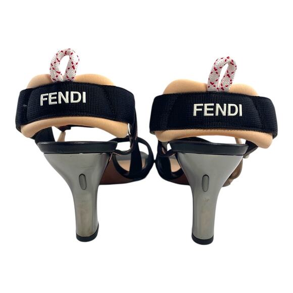 Fendi Colibrì Multi NIB Nylon Strappy EU 39 1/2 US 9.5 Slingback Heels Sandals - Picture 4 of 15
